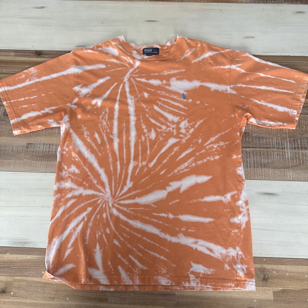 Polo Ralph Lauren Boys Orange tie Die Short Sleeve Pony Logo T-Shirt Size 20 XL